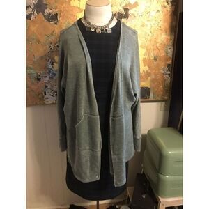 Allen Allen USA Light Green Medium Jacket  Cotton Blend Oversized Asymmetrical